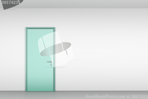 Image of Green door on white wall 