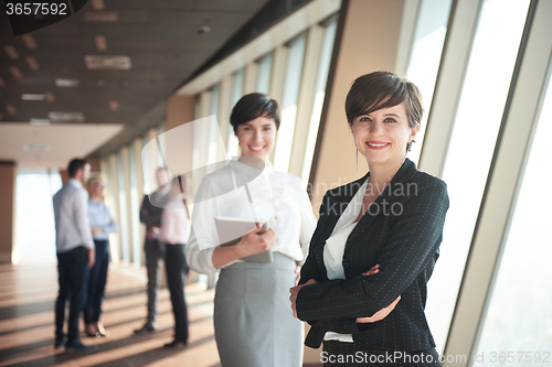 Image of business people group, females as team leaders