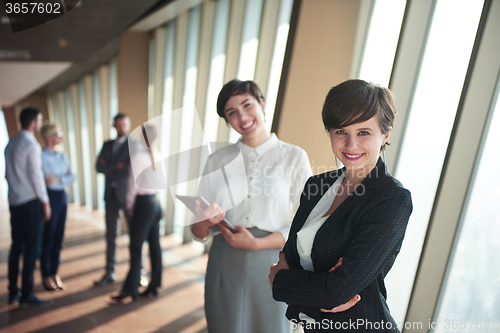 Image of business people group, females as team leaders