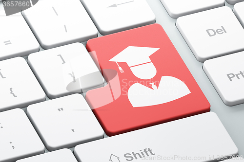 Image of Education concept: Student on computer keyboard background