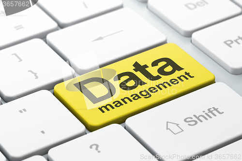 Image of Information concept: Data Management on computer keyboard background