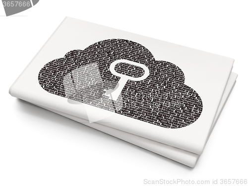 Image of Cloud technology concept: Cloud With Key on Blank Newspaper background