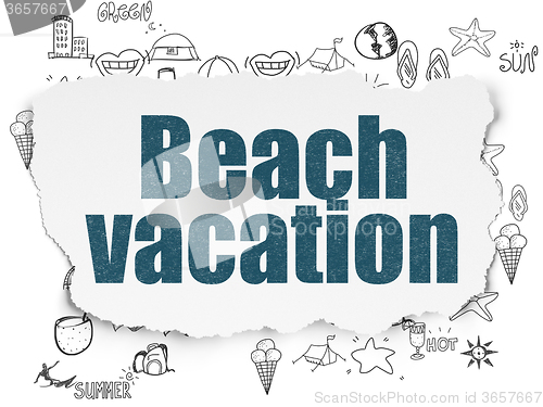 Image of Tourism concept: Beach Vacation on Torn Paper background