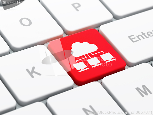 Image of Cloud technology concept: Cloud Network on computer keyboard background