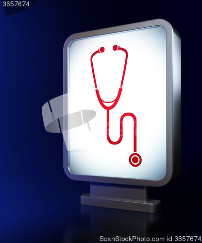 Image of Medicine concept: Stethoscope on billboard background