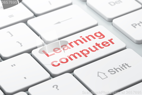 Image of Education concept: Learning Computer on computer keyboard background