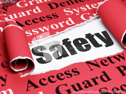 Image of Privacy concept: black text Safety under the piece of  torn paper