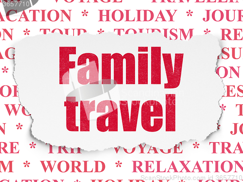 Image of Travel concept: Family Travel on Torn Paper background