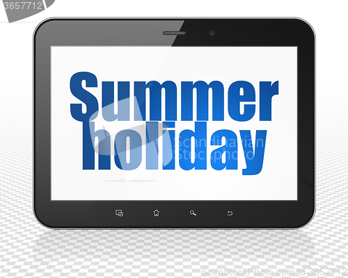 Image of Vacation concept: Tablet Pc Computer with Summer Holiday on display