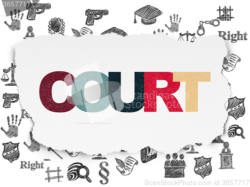 Image of Law concept: Court on Torn Paper background