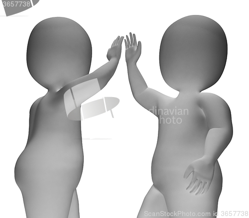 Image of High Five 3d Characters Show friendship And Greeting