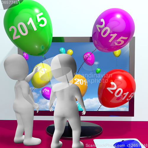 Image of Balloons From Computer Representing Year Two Thousand And Fiftee