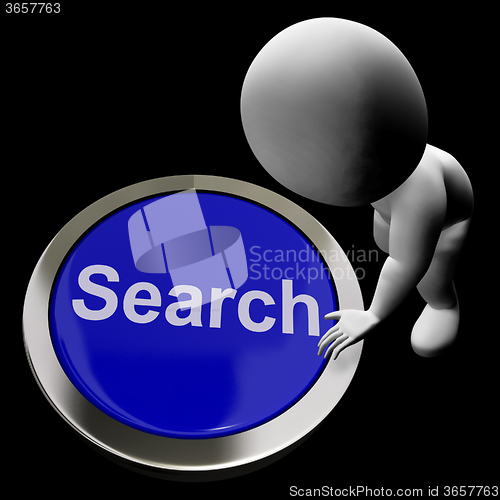 Image of Search Button Showing Internet Access And Online Researching