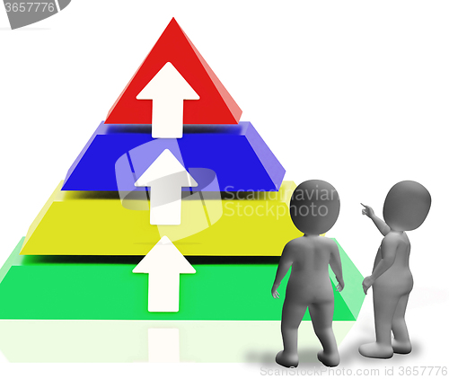 Image of Pyramid With Up Arrows And Copyspace Showing Growth Or Progress