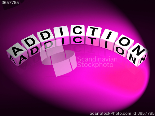 Image of Addiction Dice Represent Obsession Dependence and Cravings