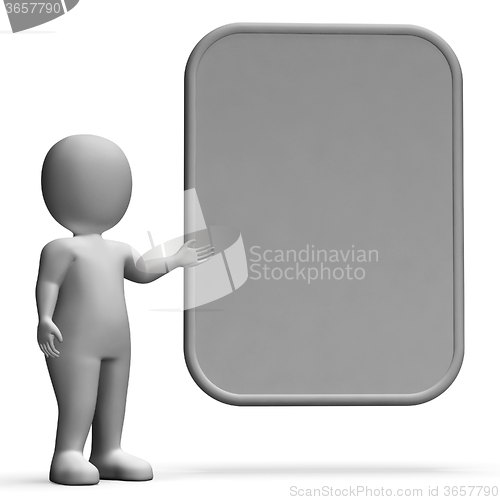 Image of Character With Blank Board For Message Or Presentation