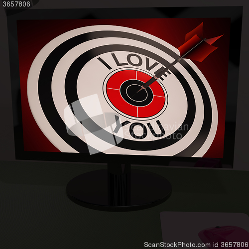 Image of I Love You On Dartboard Shows Valentines Day