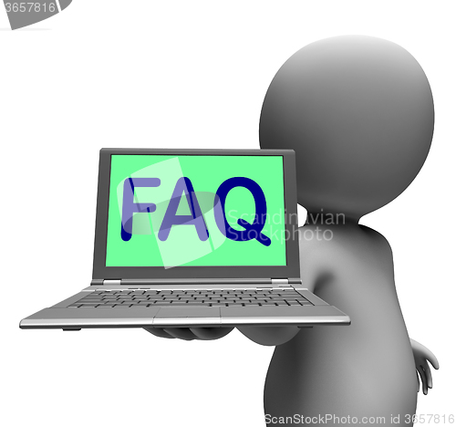 Image of Faq Laptop Character Shows Answers And Frequently Asked Question