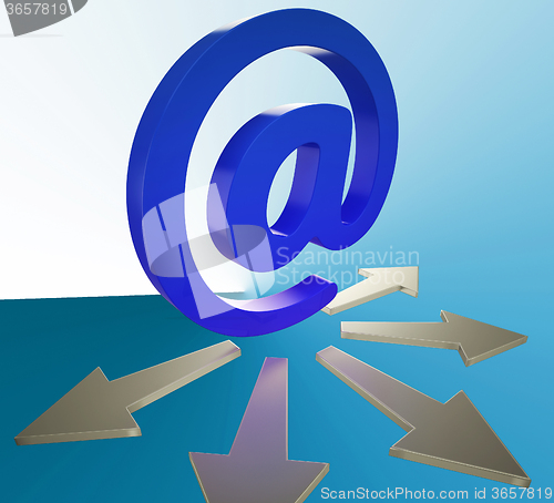 Image of Email Arrows Shows Information Mailed To Addresses