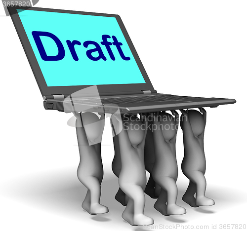 Image of Draft Characters Laptop Show Outline Document Or Letter Online