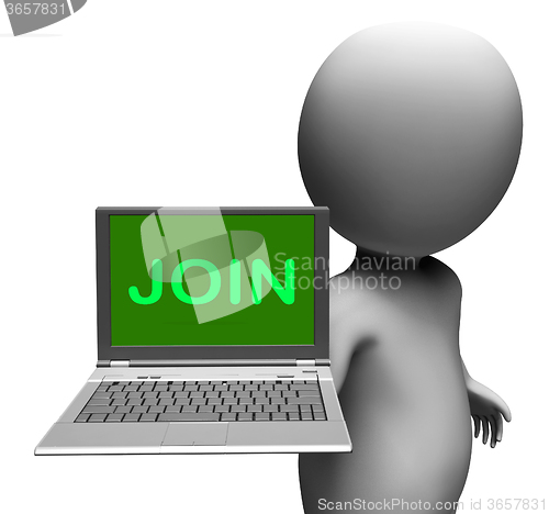 Image of Join On Laptop Shows Subscribing Membership Or Volunteer Online