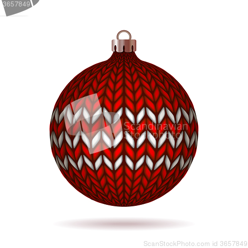 Image of Red Knitted Christmas Ball.