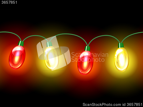 Image of MultiColored lamp festive garland. Seamless
