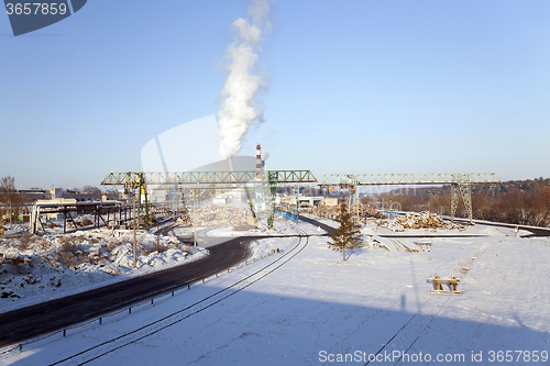 Image of timber mill. winter season