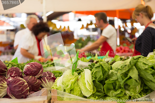 Image of Vegetable market stall.