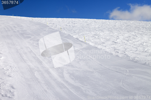 Image of Empty ski slope at sun day