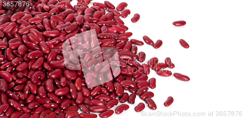 Image of Red haricots on white with copy space