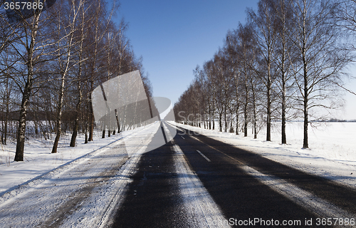 Image of winter road  with snow