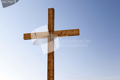 Image of wooden crosses . Christianity