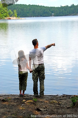 Image of Father daughter lake