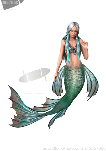 Image of Fantasy Mermaid on White