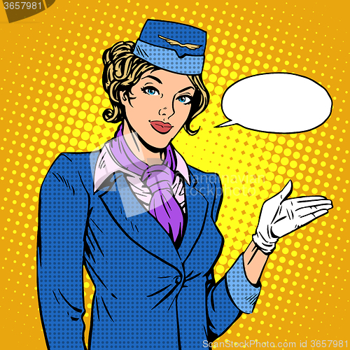 Image of Stewardess airline invites you to Board