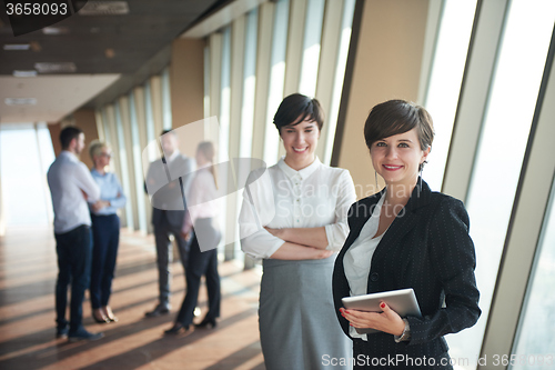 Image of business people group, females as team leaders