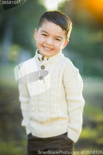 Image of Young Mixed Race Boy Portrait Outdoors