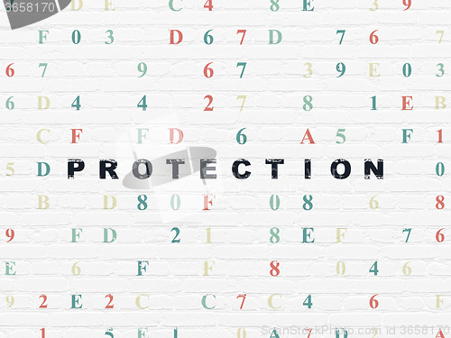 Image of Safety concept: Protection on wall background