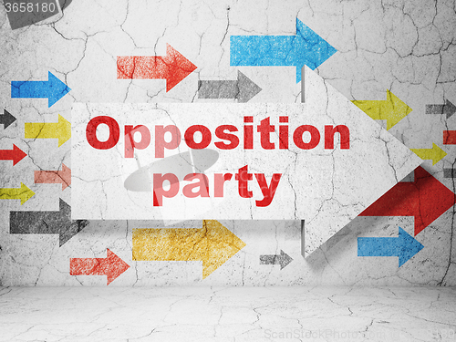 Image of Political concept: arrow with Opposition Party on grunge wall background