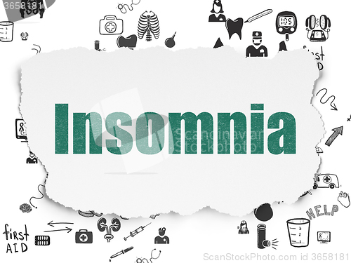 Image of Health concept: Insomnia on Torn Paper background
