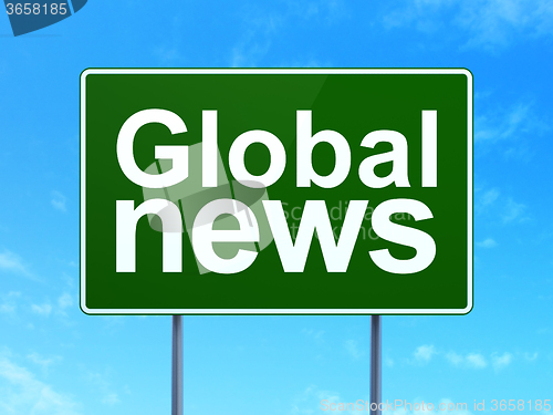 Image of News concept: Global News on road sign background