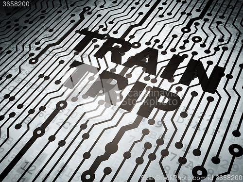 Image of Tourism concept: circuit board with Train Trip