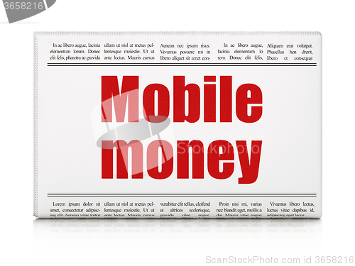 Image of Currency concept: newspaper headline Mobile Money