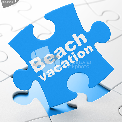 Image of Vacation concept: Beach Vacation on puzzle background