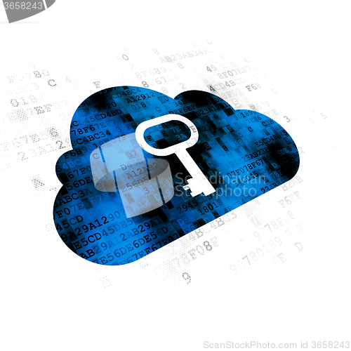 Image of Cloud technology concept: Cloud With Key on Digital background