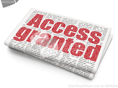 Image of Privacy concept: Access Granted on Newspaper background