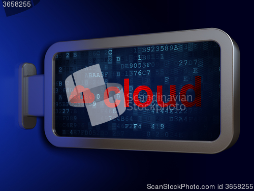 Image of Cloud computing concept: Cloud and Cloud With Keyhole on billboard background