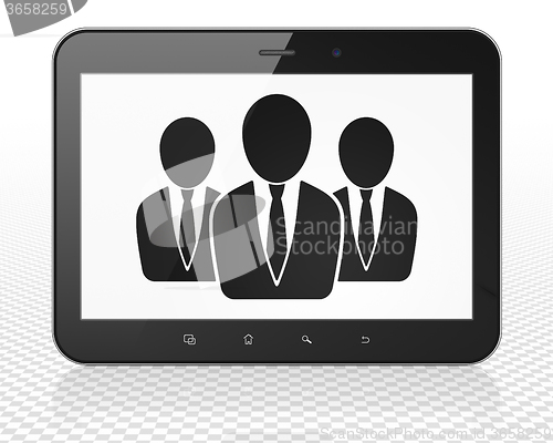 Image of Law concept: Tablet Pc Computer with Business People on display