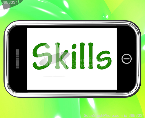 Image of Skills Smartphone Shows Training And Learning On Web